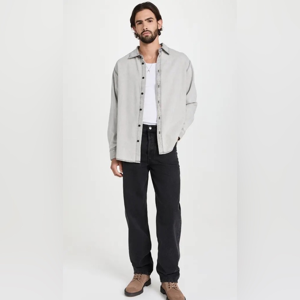 Men's Rag & Bone Denim Matthew Button Up Shirt in smoke size small